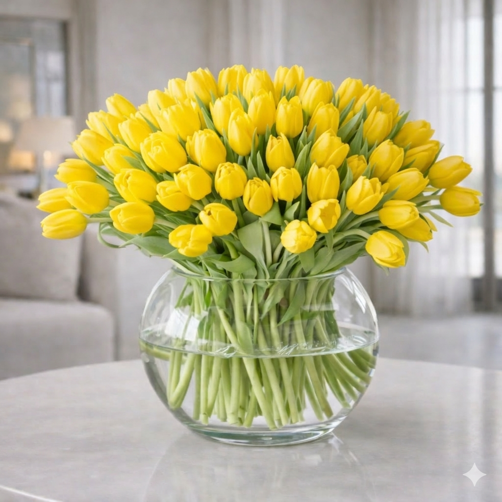 70 Tulipanes Frescos Amarillos
