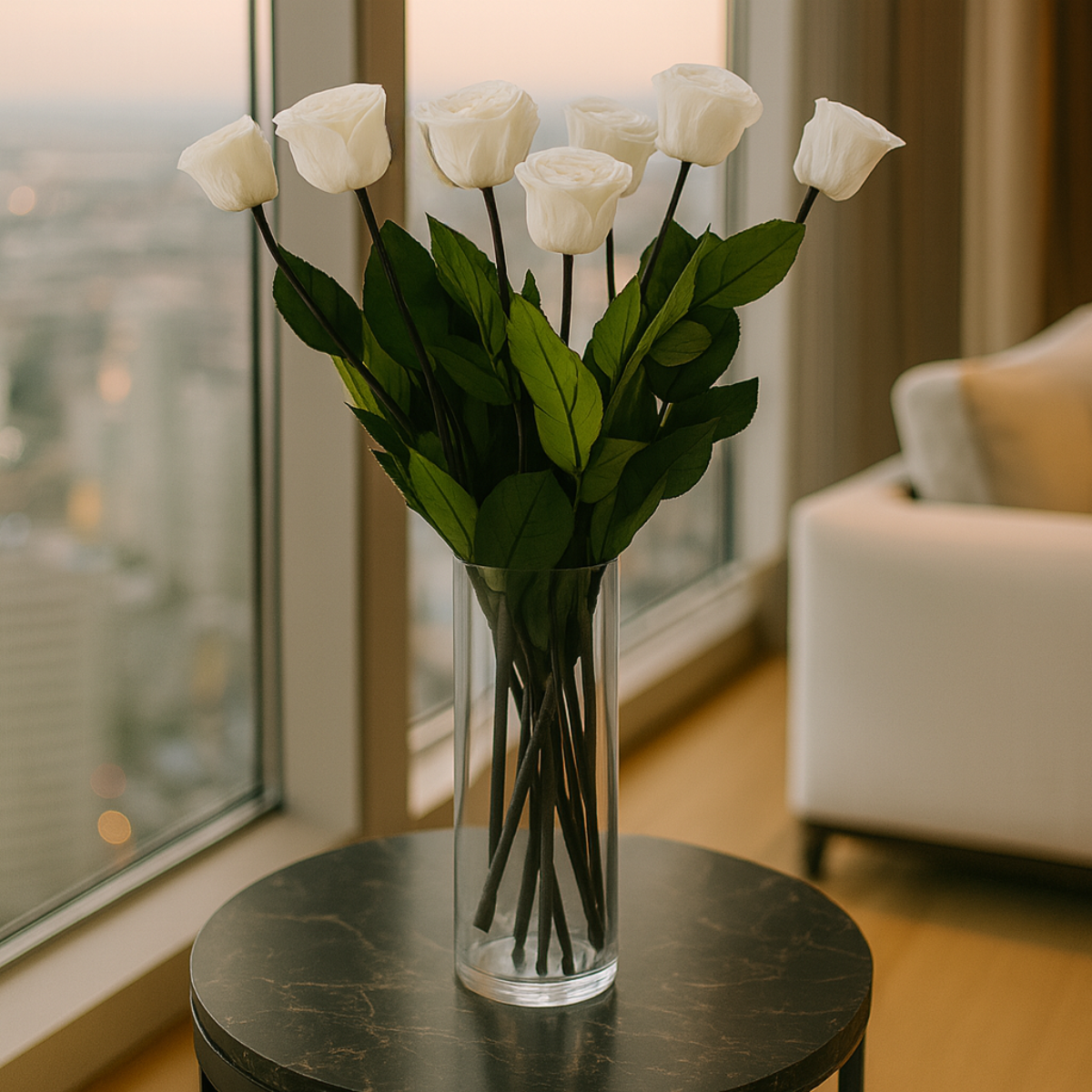 Rosas de Tallo Largo | 7 Rosas Blancas